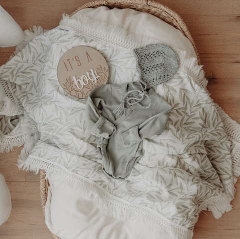 Vines Swaddle with Cream Fringe