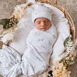 Silver Gum | Baby Jersey Wrap & Beanie Set