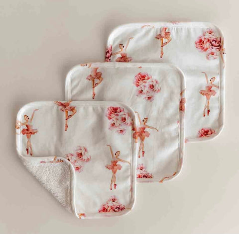Ballerina Organic Wash Cloths - 3 Pack d