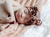 Bronze Leopard Top Knot Headband