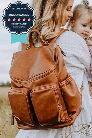 Faux Leather Nappy Backpack - Tan