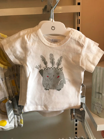 Print/Embroidered Art Tee-white