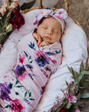 Floral Kiss Baby Jersey Wrap & Topknot Set