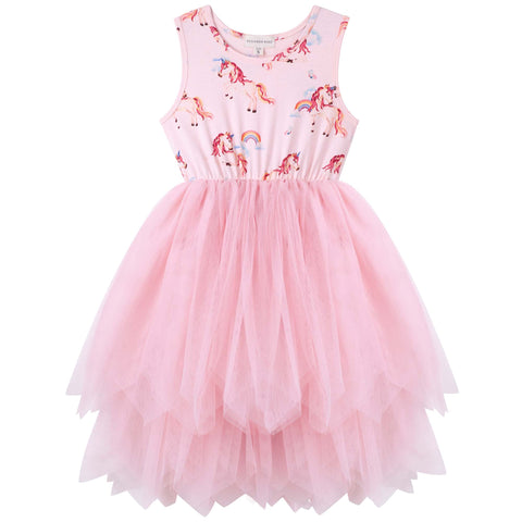 RAINBOW UNICORN S/S LUNA TUTU DRESS- PINK