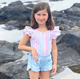 Sorbet Stripe Double Frill Leotard