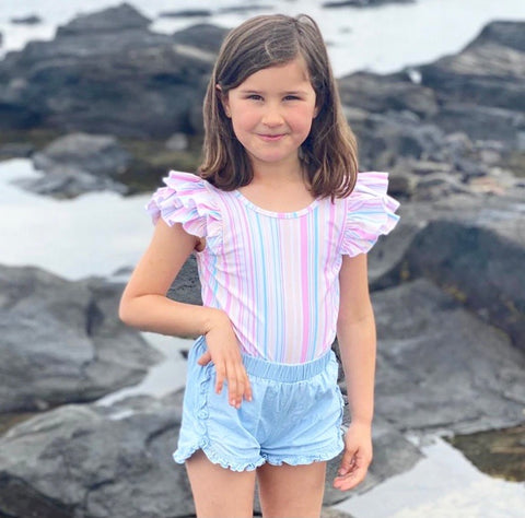 Sorbet Stripe Double Frill Leotard