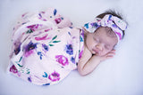 Floral Kiss Baby Jersey Wrap & Topknot Set