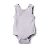 Lavender Organic Stripe Rib Ruffle Bodysuit