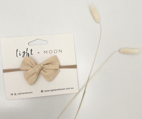 Peach Embroidered Bow Headband