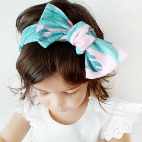 PINK PALM PRINT BOW KNOT HEADBAND