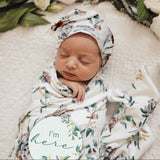 Eucalyptus Baby Jersey Wrap & Beanie Set