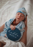 Whale Baby Jersey Wrap & Beanie Set