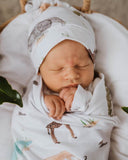 Safari Baby Jersey Wrap & Beanie Set