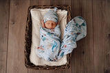 Whale Baby Jersey Wrap & Beanie Set