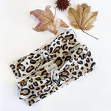 NUDE LEOPARD PRINT TOP KNOT HEADBAND