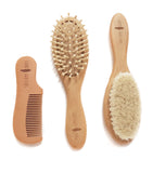 Shellamy Baby 3 piece Wooden Baby Hairbrush & Comb Set