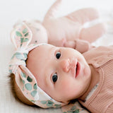 PEACH PEONY PRINT TOP KNOT HEADBAND