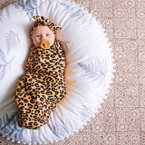 PEACH LEOPARD PRINT TOP KNOT HEADBAND