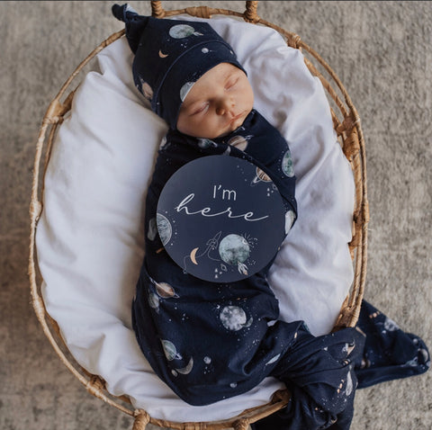 Milky Way | Baby Jersey Wrap & Beanie Set