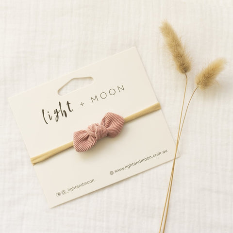 Dusty Rose Mini Corduroy Bow Headband