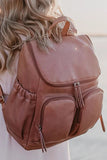 Faux Leather Nappy Backpack - Dusty Rose