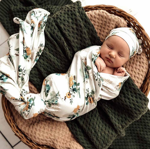 Garden Bee Organic Jersey Wrap & Beanie Set