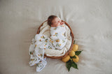 Lemon Baby Jersey Wrap & Beanie Set