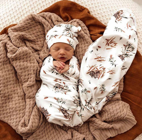 Koala Organic Jersey Wrap & Beanie Set