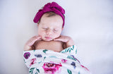 Peony Bloom Baby Jersey Wrap & Topknot Set