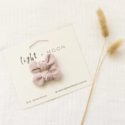 Lilac Corduroy Bow clips
