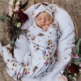Boho Posy Baby Jersey Wrap & Topknot Set