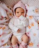 Pink Merino Wool Bonnet & Booties