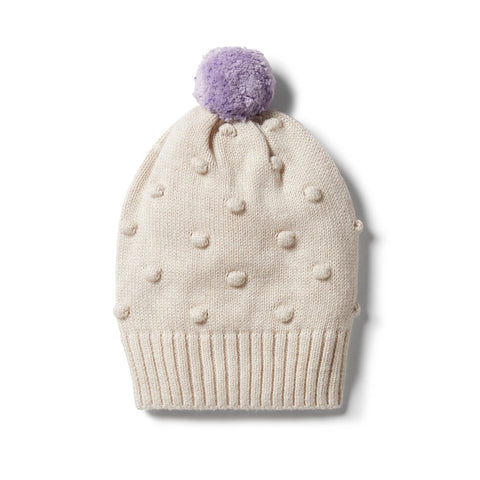 Knitted Spot Jacquard Hat- Oatmeal Melange