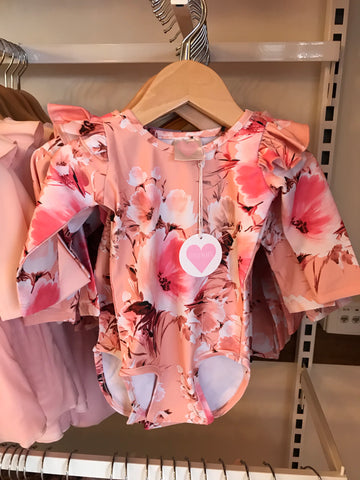 Pink blossom long sleeve Frill leotard