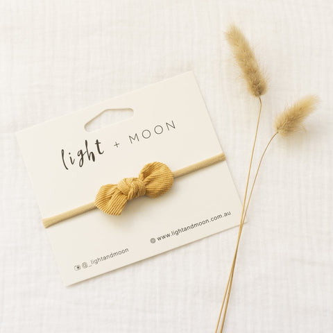 Mustard Mini Corduroy Bow Headband
