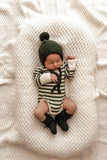 Olive Merino Wool Bonnet & Booties
