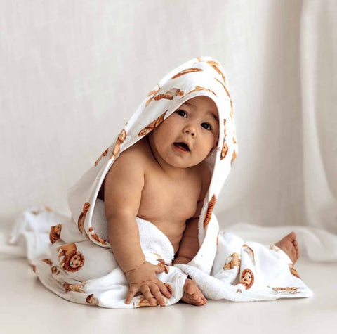 Lion Organic Hooded Baby Towel