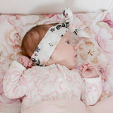 MISTY GREY FLORAL TOP KNOT HEADBAND