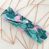 PINK PALM PRINT BOW KNOT HEADBAND