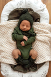Olive Merino Wool Bonnet & Booties