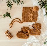 Bronze Merino Wool Bonnet & Booties