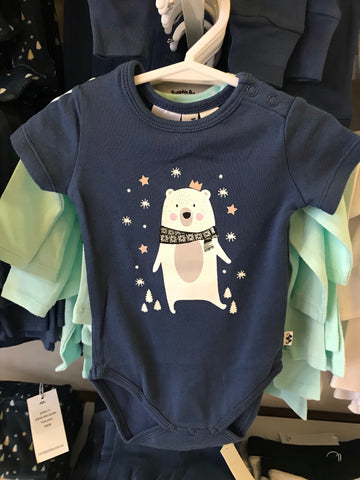 Bear Short Sleeve Bodysuit-Denim