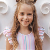 Sorbet Stripe Double Frill Leotard