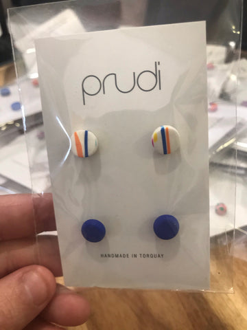White & dark blue kids earrings 2 pack
