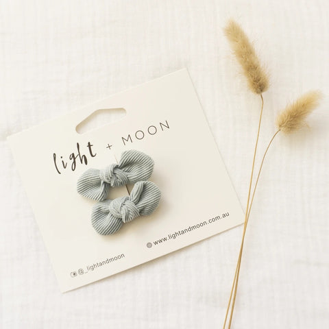 Dusty Blue Corduroy Bow clips