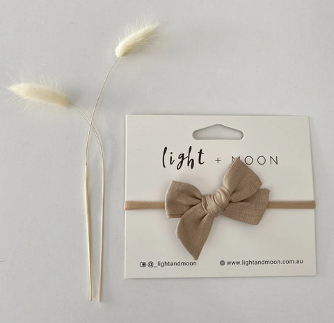 Chocolate Linen Bow Headband