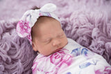 Lilac Skies Baby Jersey Wrap & Topknot Set