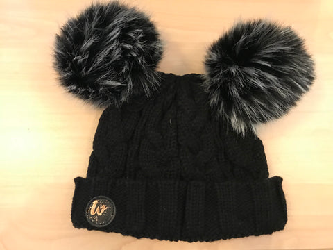 Twin pompom beanie