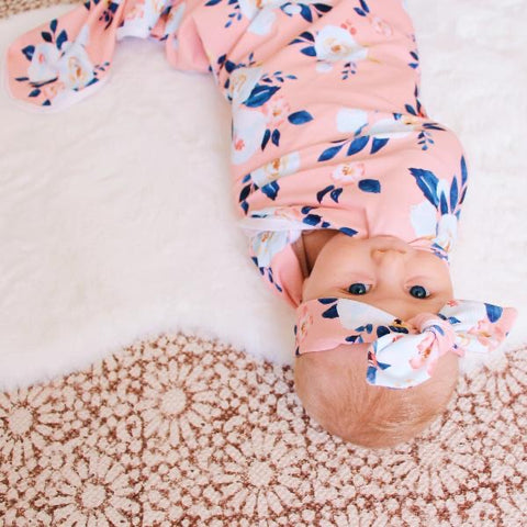 PEONY ROSE FLORAL TOP KNOT HEADBAND