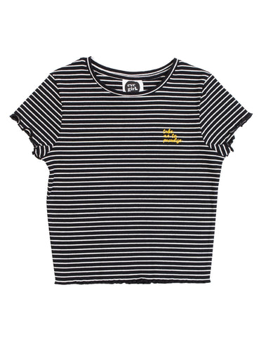 Paradise Tee- Black & White Stripes